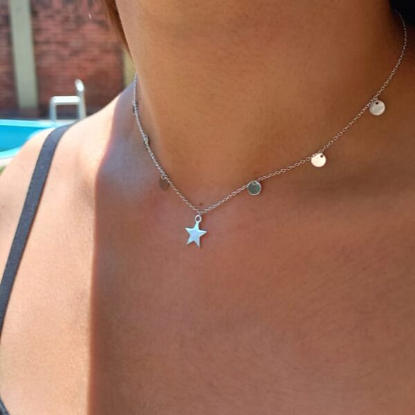 Choker de plata circulo y estrella