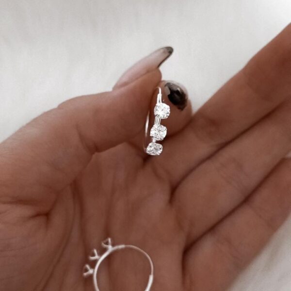Aros de plata Argolla con triple  cubic