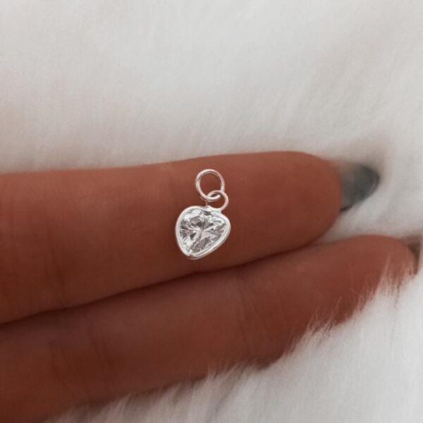 Dije Mini Corazon de Plata y Cubic