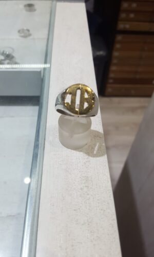 Iniciales doble oval plata y oro