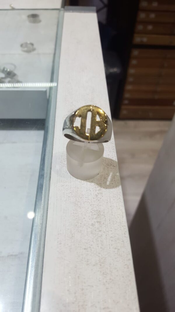 Iniciales doble oval plata y oro