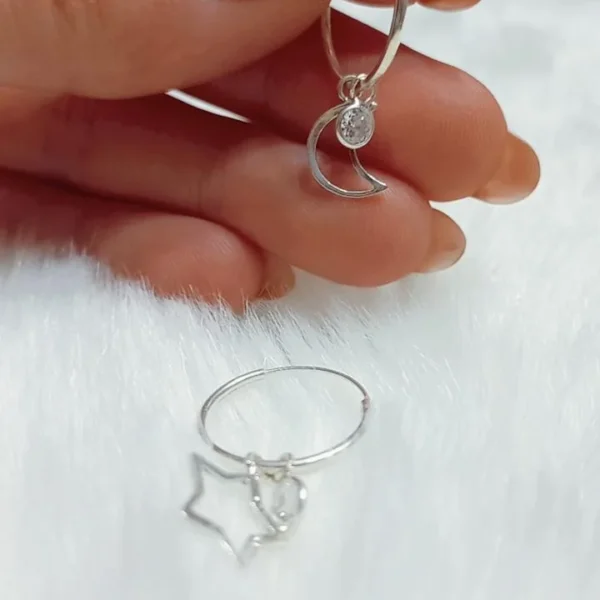 Argollas luna y estrella con cubic