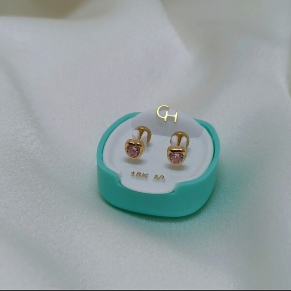 Abridor corazon con cubic rosa  (5 mm)