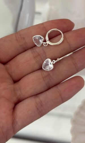 Aros con dije corazon (acero blanco)