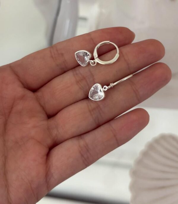 Aros con dije corazon (acero blanco)