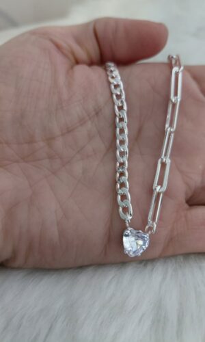 Cadena doble con dije corazon (plata laminada)